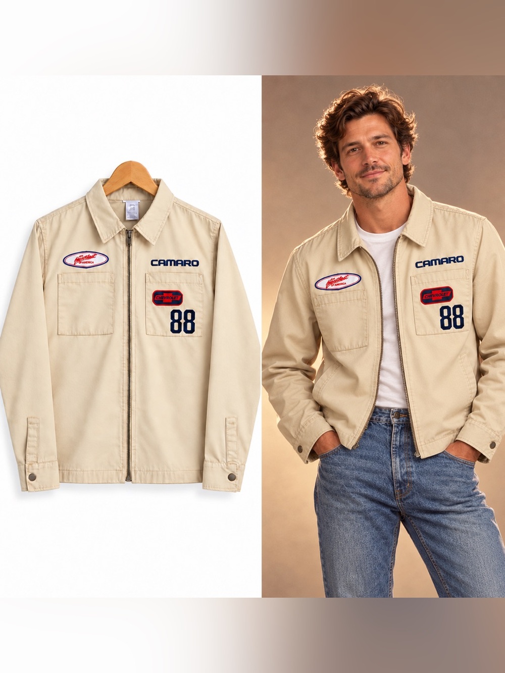 Chevrolet Camaro IROC-Z 1988 Racing Jacket Beige Menโs M